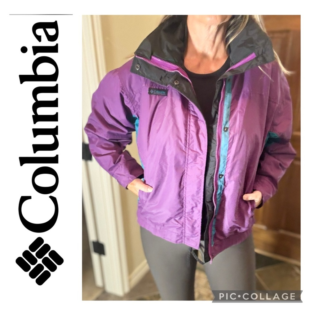 🦋Vintage Columbia Women’s Purple with Teal Bugaboo Windbreaker Shell Jacket🦋